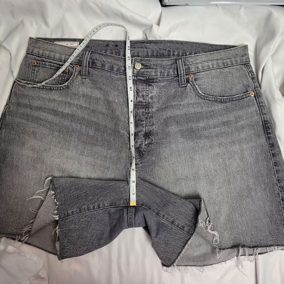 GAP washed grey cheeky‎ high rise cutoff denim midi shorts 35/20 - Picture 8 of 11